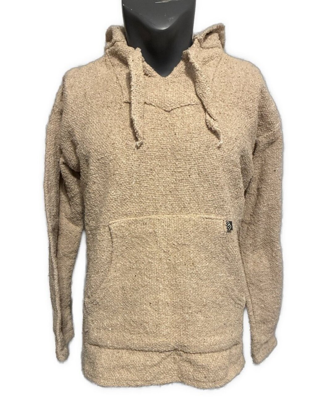 Baja Billy’s Tan Woven Baja Drug Rug Pullover Hoodie Kangaroo Pocket Size Medium